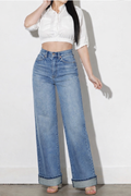 Stone Edge Cuffed Wide Leg Jeans